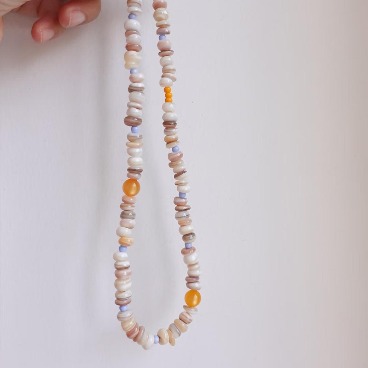 【Orange Amber】Original handmade museum collection style beaded necklace
