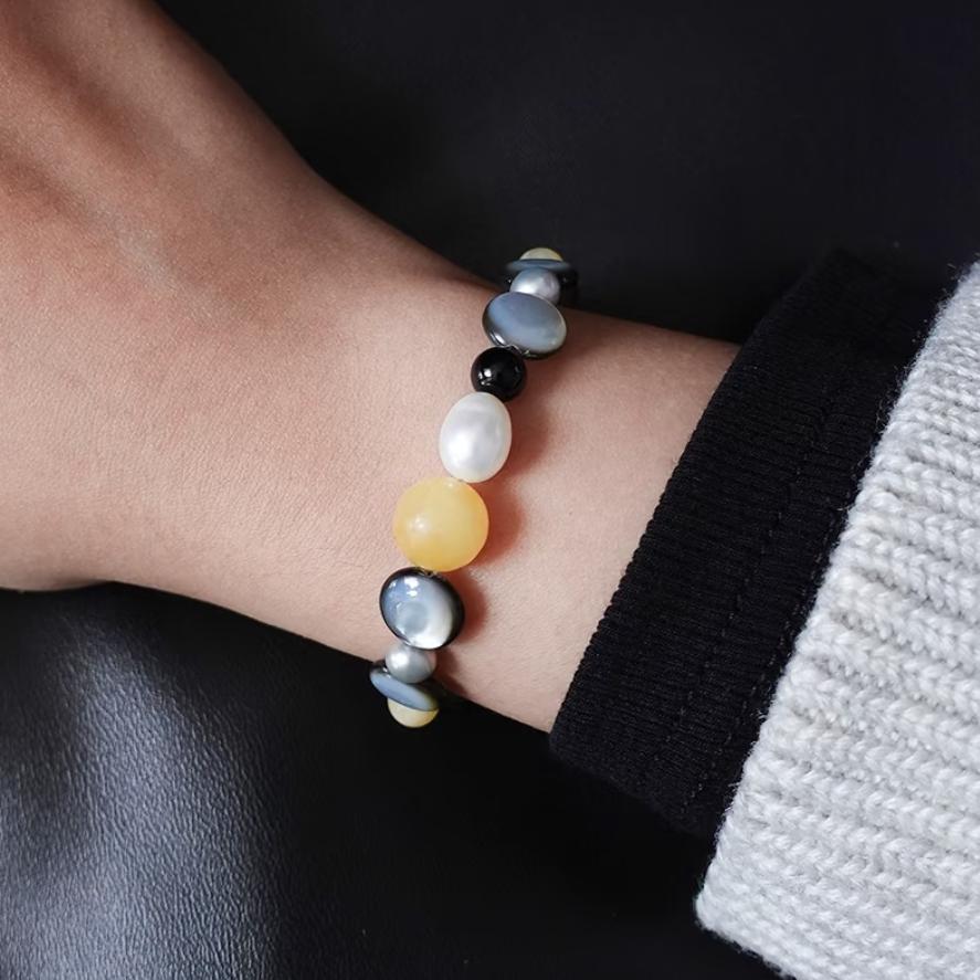 【Peinture à l'huile paresseuse】 Bracelet et bracelet de cheville en perles de peinture à l'huile rétro faits à la main