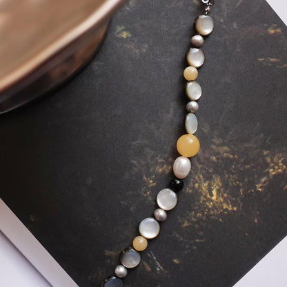 【Peinture à l'huile paresseuse】 Bracelet et bracelet de cheville en perles de peinture à l'huile rétro faits à la main
