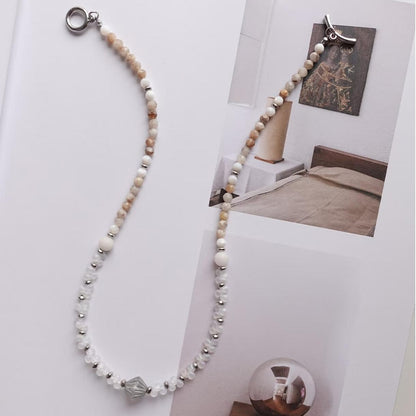 【Glass Tower】 Original handmade cool style minimalist beaded necklace