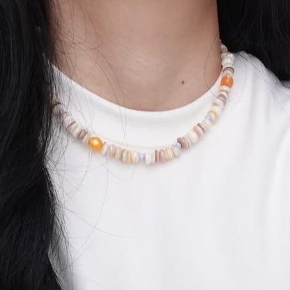 【Orange Amber】Original handmade museum collection style beaded necklace