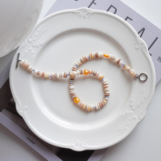 【Orange Amber】Original handmade museum collection style beaded necklace
