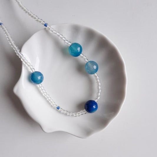 【Blue Bubble】 Original handmade pure and cool beaded necklace
